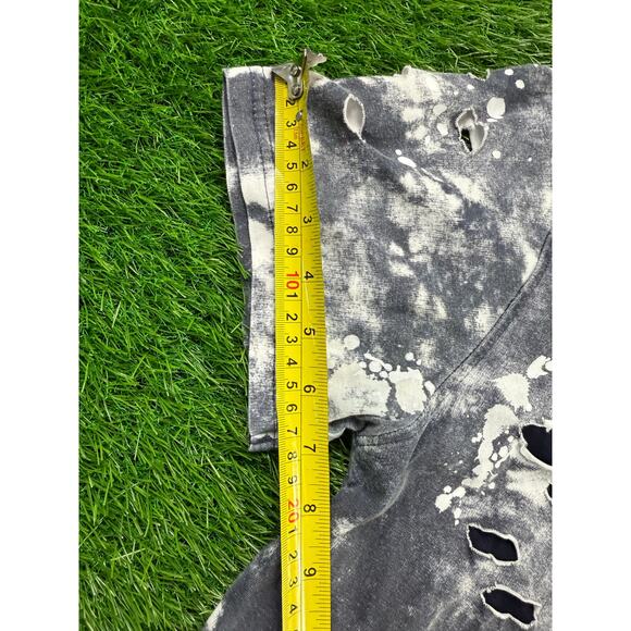 SWITCH Remarqable Distressed Bleach Wash Layered T-Shirt Gray Size M Streetwear - Picture 5 of 9